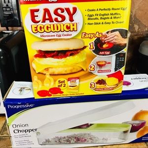 Kitchen dorm apartment — onion chopper and egg sandwich McMuffin maker m…